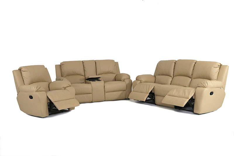 Calgan | Lyla | 6 Piece 3,2,1 - 3 Action Lounge Suite with Console | Genuine Leather (full / uppers)