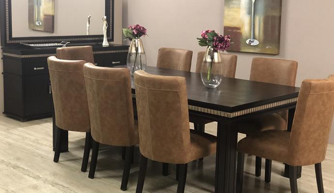 Woodburn | Kalahari 9 Piece Dining Room Suite with Zipper Chairs